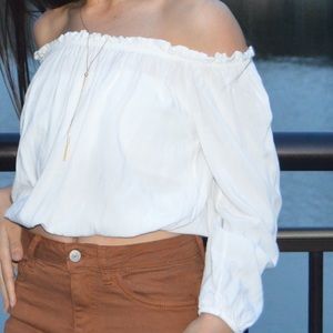 brandy melville white off the shoulder top